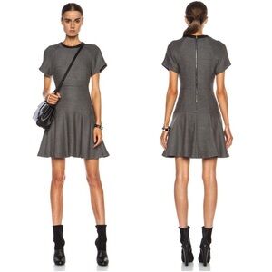 Rag & Bone Watson Flare Wool-Blend Dress, Black, Size 2